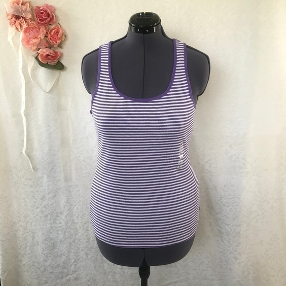 🌺GAP - Purple & White Stripe Tank Top.NWT - Picture 1 of 6